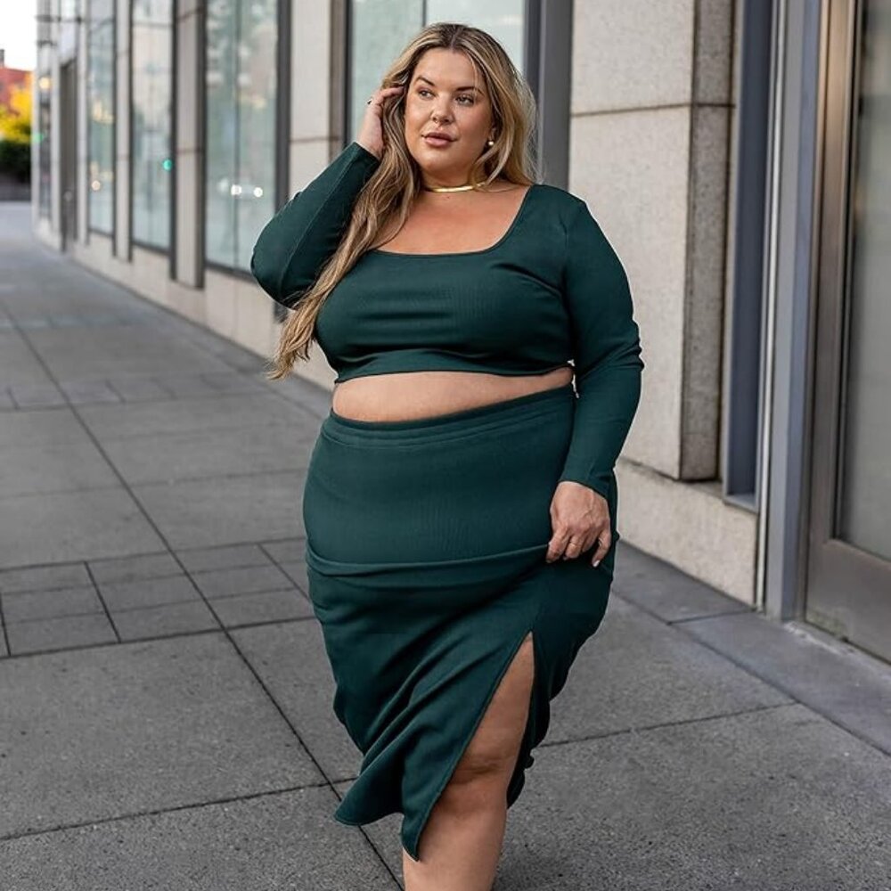 Amazon The Drop Long Sleeve Knit Top and Side Slit Knit Skirt @nataliemeansnice